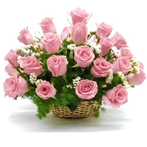Canasta de 48 rosas rosadas importadas